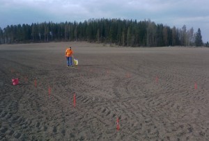 Rutorna mättes ut för hand, 5*2 meter och två upprepningar av varje.